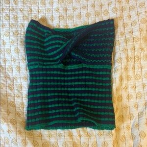 Green and Black Striped Knit Tube Top
